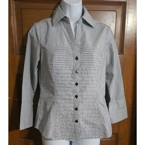Zac & Rachel Petites Pinstripe Button Down Top